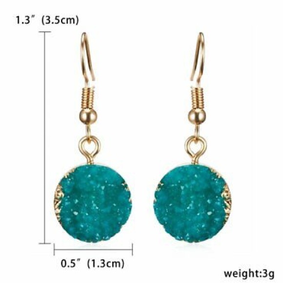 Stone Druzy Resin Drop Dangle Earring Black - Picture 5 of 5